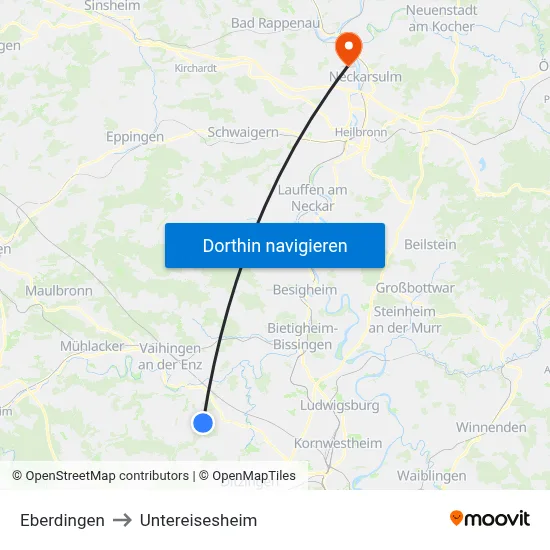 Eberdingen to Untereisesheim map