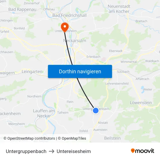 Untergruppenbach to Untereisesheim map