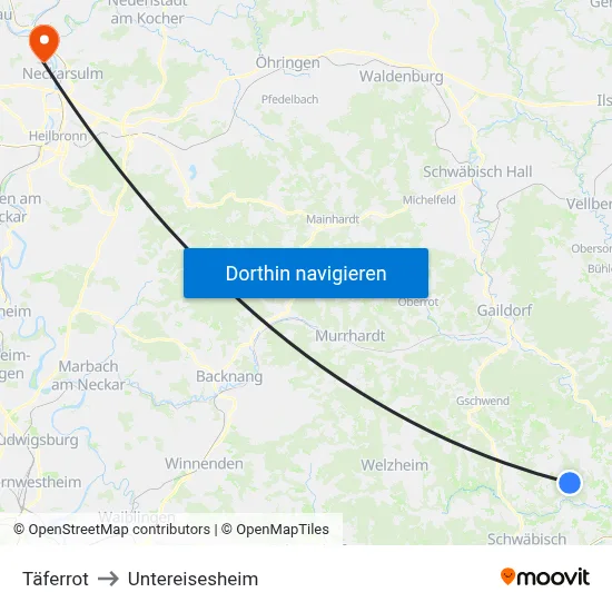 Täferrot to Untereisesheim map