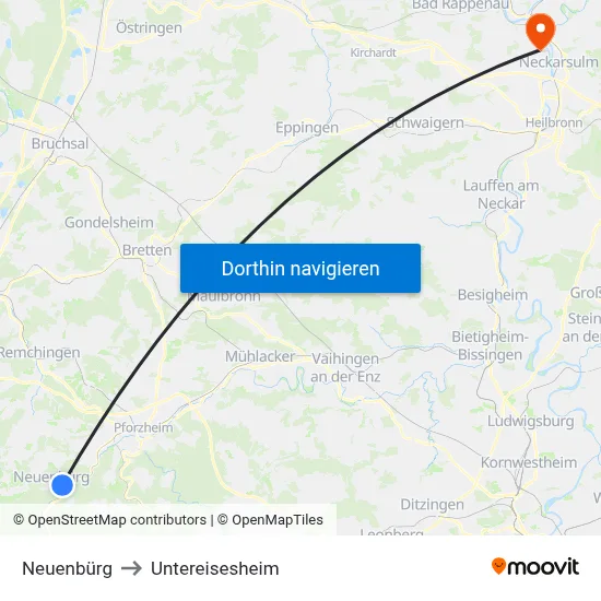 Neuenbürg to Untereisesheim map
