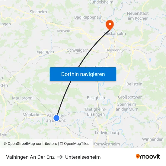 Vaihingen An Der Enz to Untereisesheim map