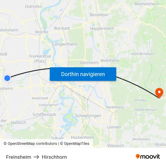 Freinsheim to Hirschhorn map