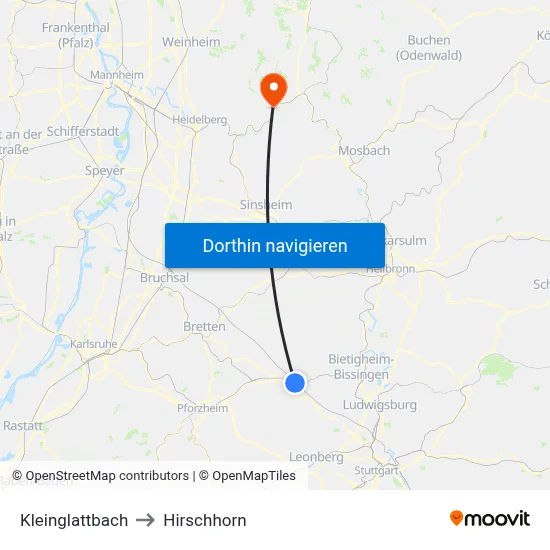 Kleinglattbach to Hirschhorn map