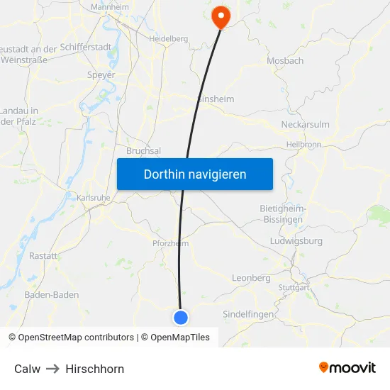 Calw to Hirschhorn map