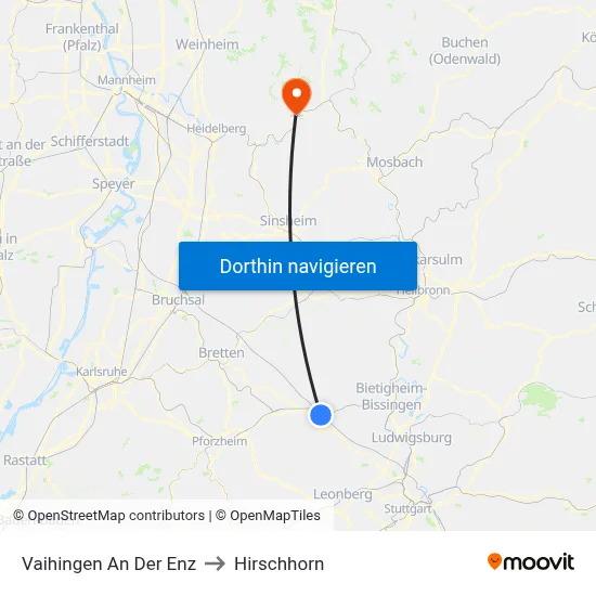 Vaihingen An Der Enz to Hirschhorn map
