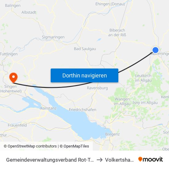 Gemeindeverwaltungsverband Rot-Tannheim to Volkertshausen map