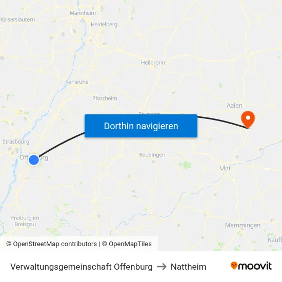 Verwaltungsgemeinschaft Offenburg to Nattheim map