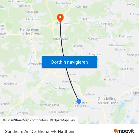 Sontheim An Der Brenz to Nattheim map