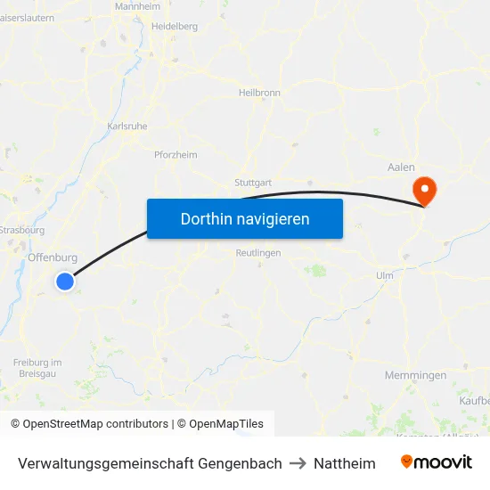 Verwaltungsgemeinschaft Gengenbach to Nattheim map