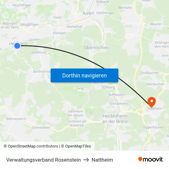Verwaltungsverband Rosenstein to Nattheim map
