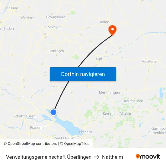 Verwaltungsgemeinschaft Überlingen to Nattheim map