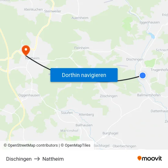 Dischingen to Nattheim map