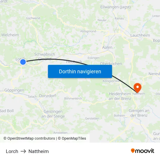 Lorch to Nattheim map