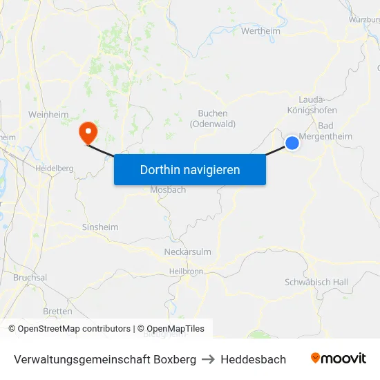 Verwaltungsgemeinschaft Boxberg to Heddesbach map