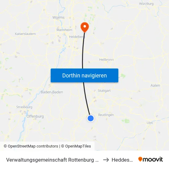 Verwaltungsgemeinschaft Rottenburg am Neckar to Heddesbach map