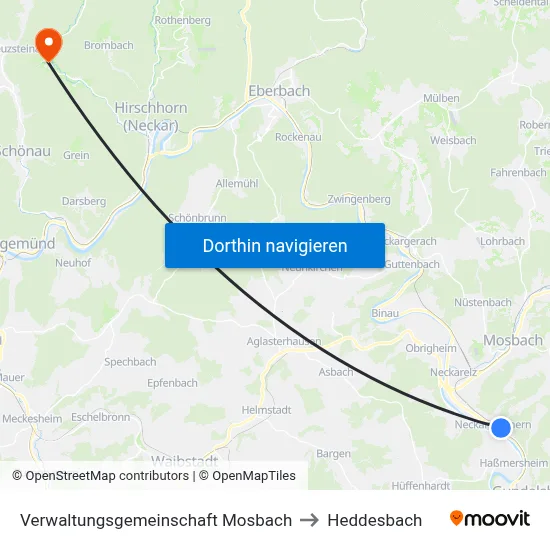 Verwaltungsgemeinschaft Mosbach to Heddesbach map