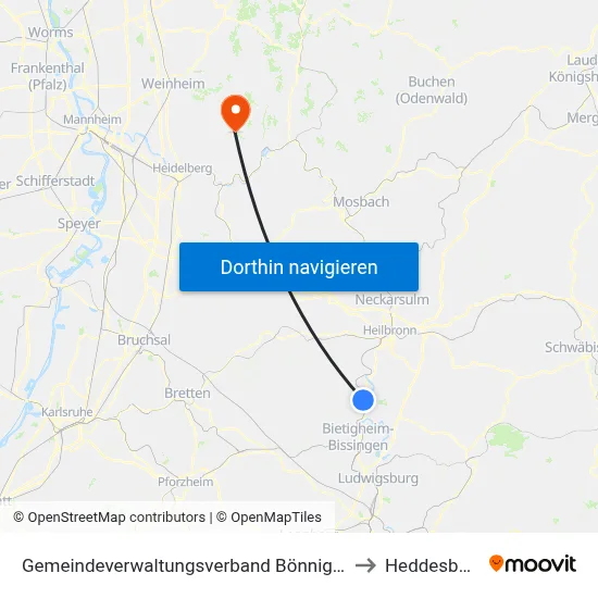 Gemeindeverwaltungsverband Bönnigheim to Heddesbach map