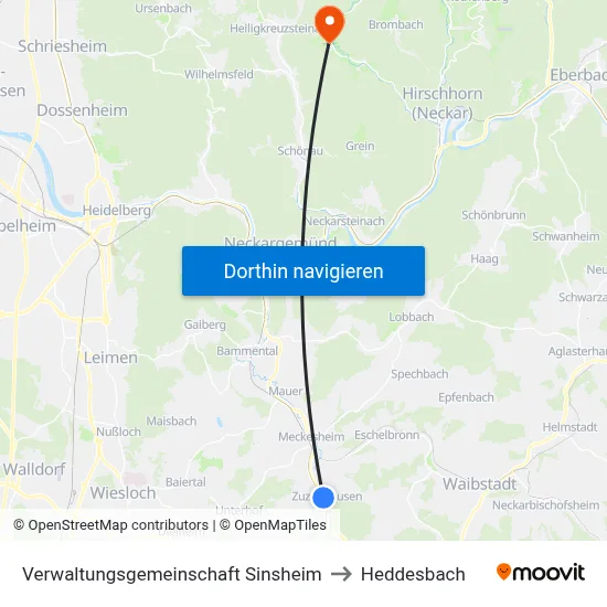 Verwaltungsgemeinschaft Sinsheim to Heddesbach map