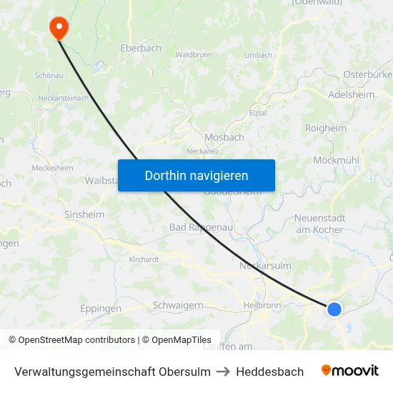 Verwaltungsgemeinschaft Obersulm to Heddesbach map