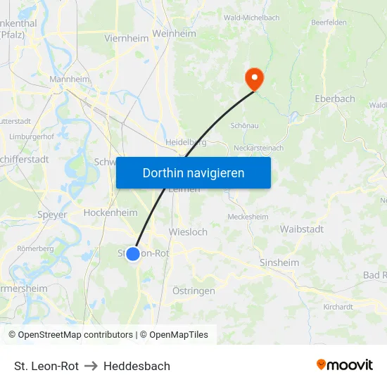 St. Leon-Rot to Heddesbach map