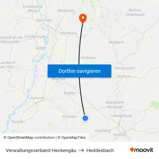 Verwaltungsverband Heckengäu to Heddesbach map