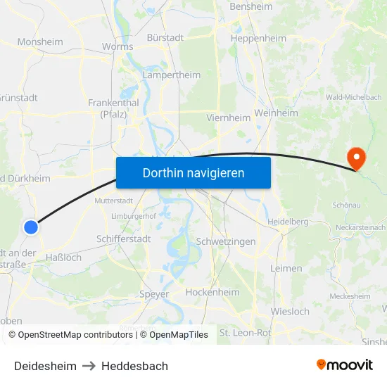 Deidesheim to Heddesbach map