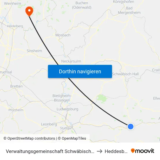 Verwaltungsgemeinschaft Schwäbisch Gmünd to Heddesbach map