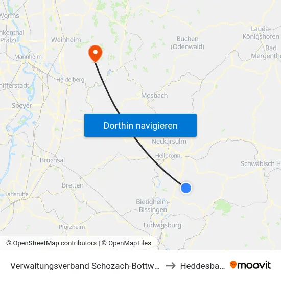 Verwaltungsverband Schozach-Bottwartal to Heddesbach map
