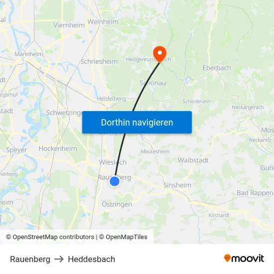 Rauenberg to Heddesbach map