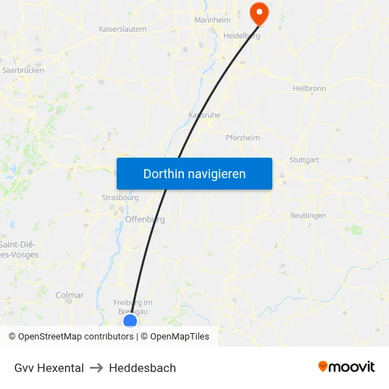 Gvv Hexental to Heddesbach map