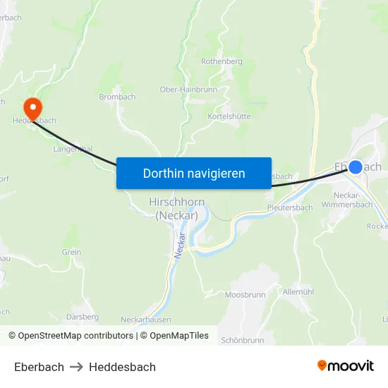 Eberbach to Heddesbach map