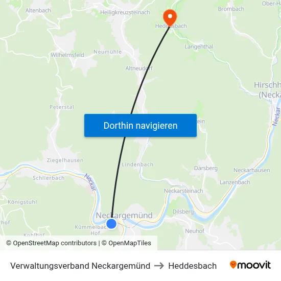 Verwaltungsverband Neckargemünd to Heddesbach map