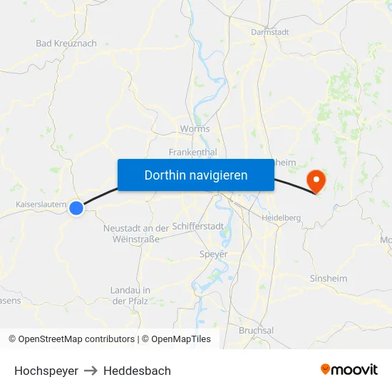 Hochspeyer to Heddesbach map