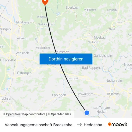 Verwaltungsgemeinschaft Brackenheim to Heddesbach map