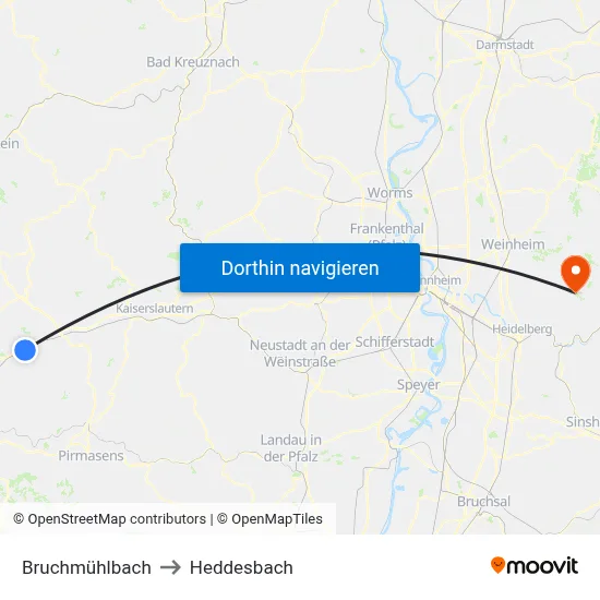 Bruchmühlbach to Heddesbach map