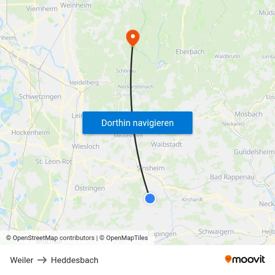 Weiler to Heddesbach map