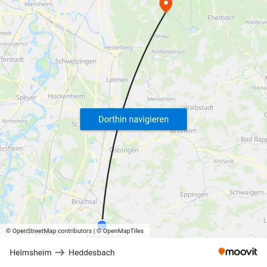 Helmsheim to Heddesbach map