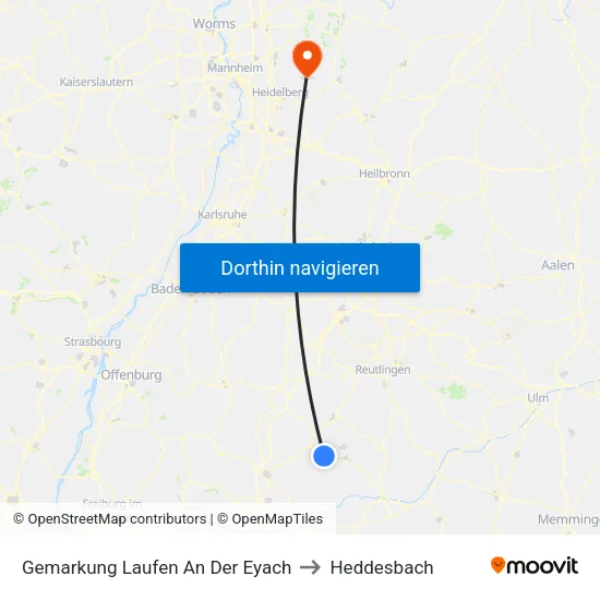 Gemarkung Laufen An Der Eyach to Heddesbach map