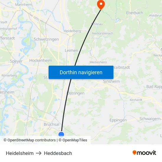 Heidelsheim to Heddesbach map