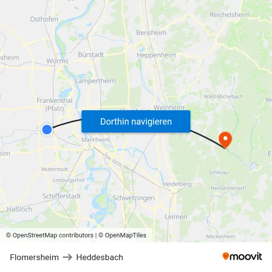 Flomersheim to Heddesbach map