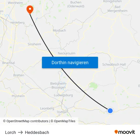 Lorch to Heddesbach map