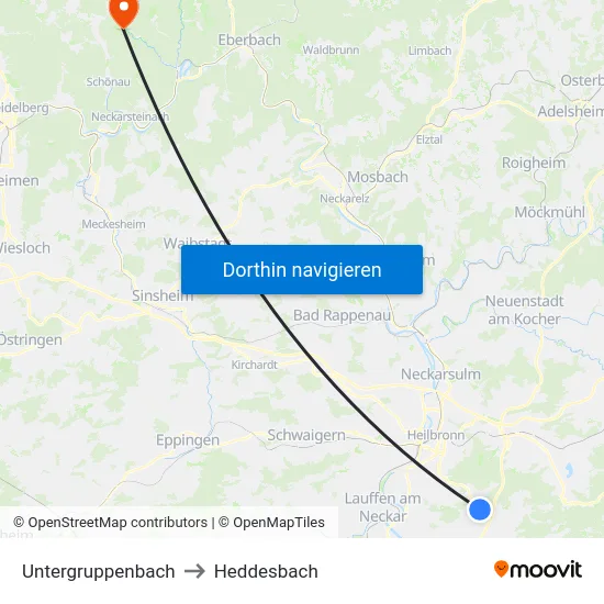 Untergruppenbach to Heddesbach map