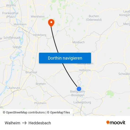 Walheim to Heddesbach map