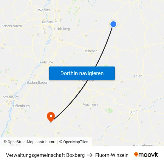 Verwaltungsgemeinschaft Boxberg to Fluorn-Winzeln map