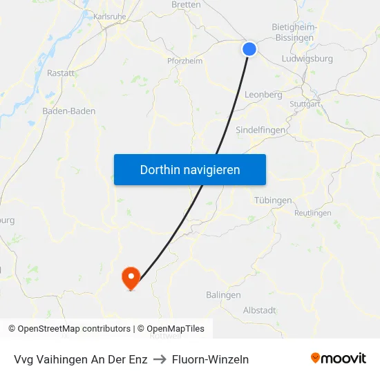 Vvg Vaihingen An Der Enz to Fluorn-Winzeln map