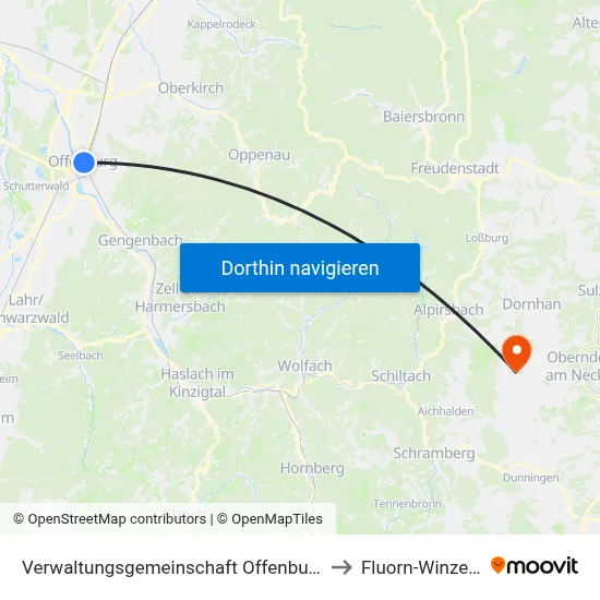 Verwaltungsgemeinschaft Offenburg to Fluorn-Winzeln map