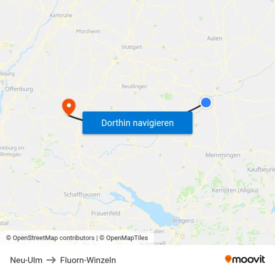 Neu-Ulm to Fluorn-Winzeln map