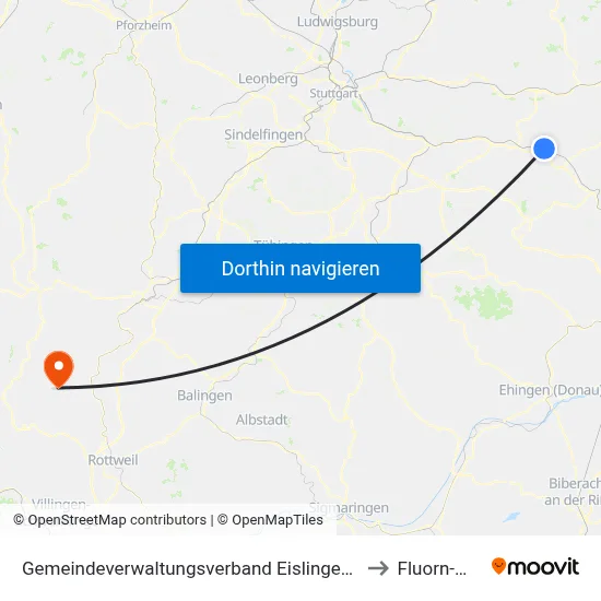 Gemeindeverwaltungsverband Eislingen-Ottenbach-Salach to Fluorn-Winzeln map