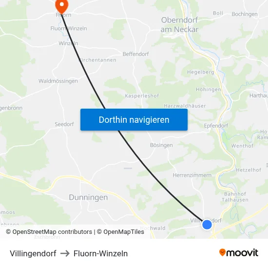 Villingendorf to Fluorn-Winzeln map