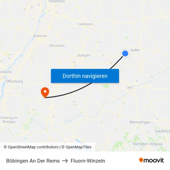 Böbingen An Der Rems to Fluorn-Winzeln map